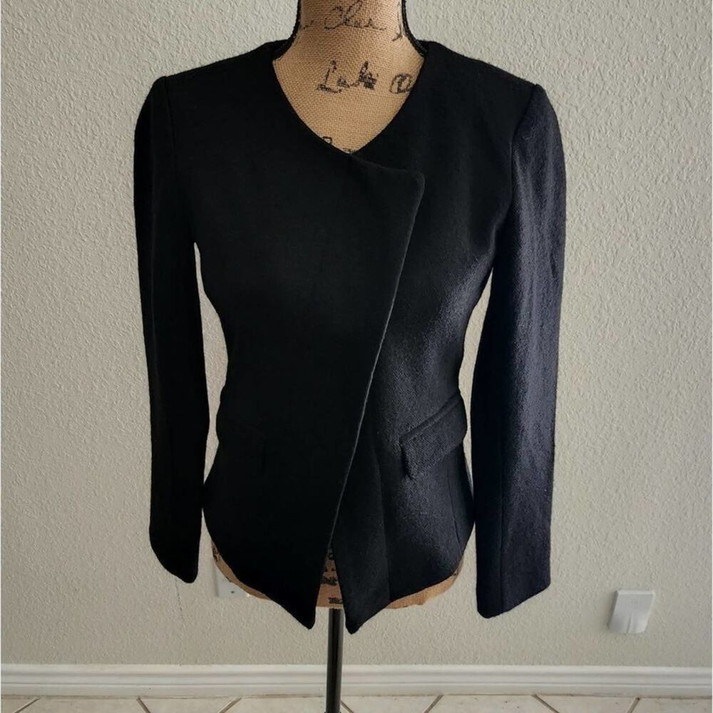 LOFT wool‎ blend asymmetrical contemporary jacket blazer size 2P